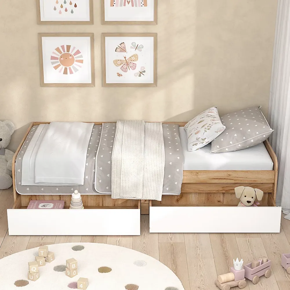 Vicco Lit denfant Blanc/Artisan 90x200 cm sans matelas*Enfant Lit Enfant