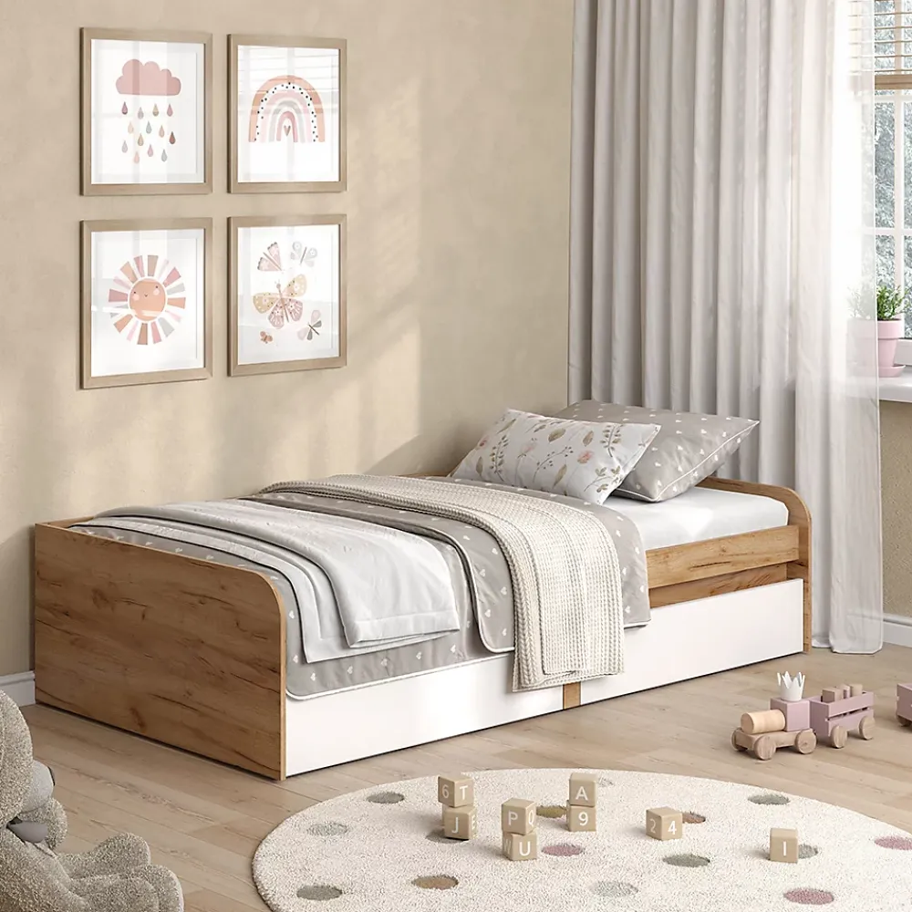 Vicco Lit denfant Blanc/Artisan 90x200 cm sans matelas*Enfant Lit Enfant