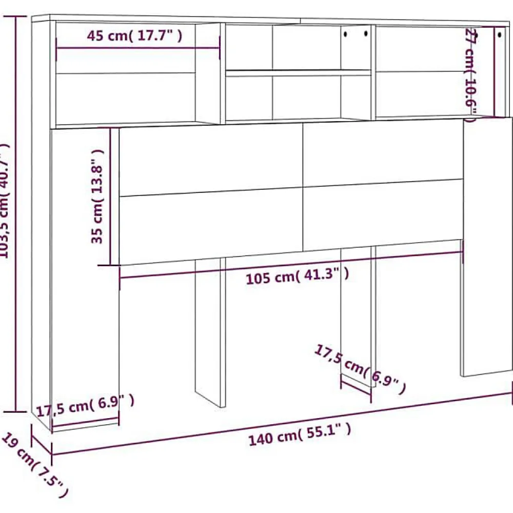Armoire de tête de lit Blanc 140x19x103,5 cm 811862>Vidaxl Hot