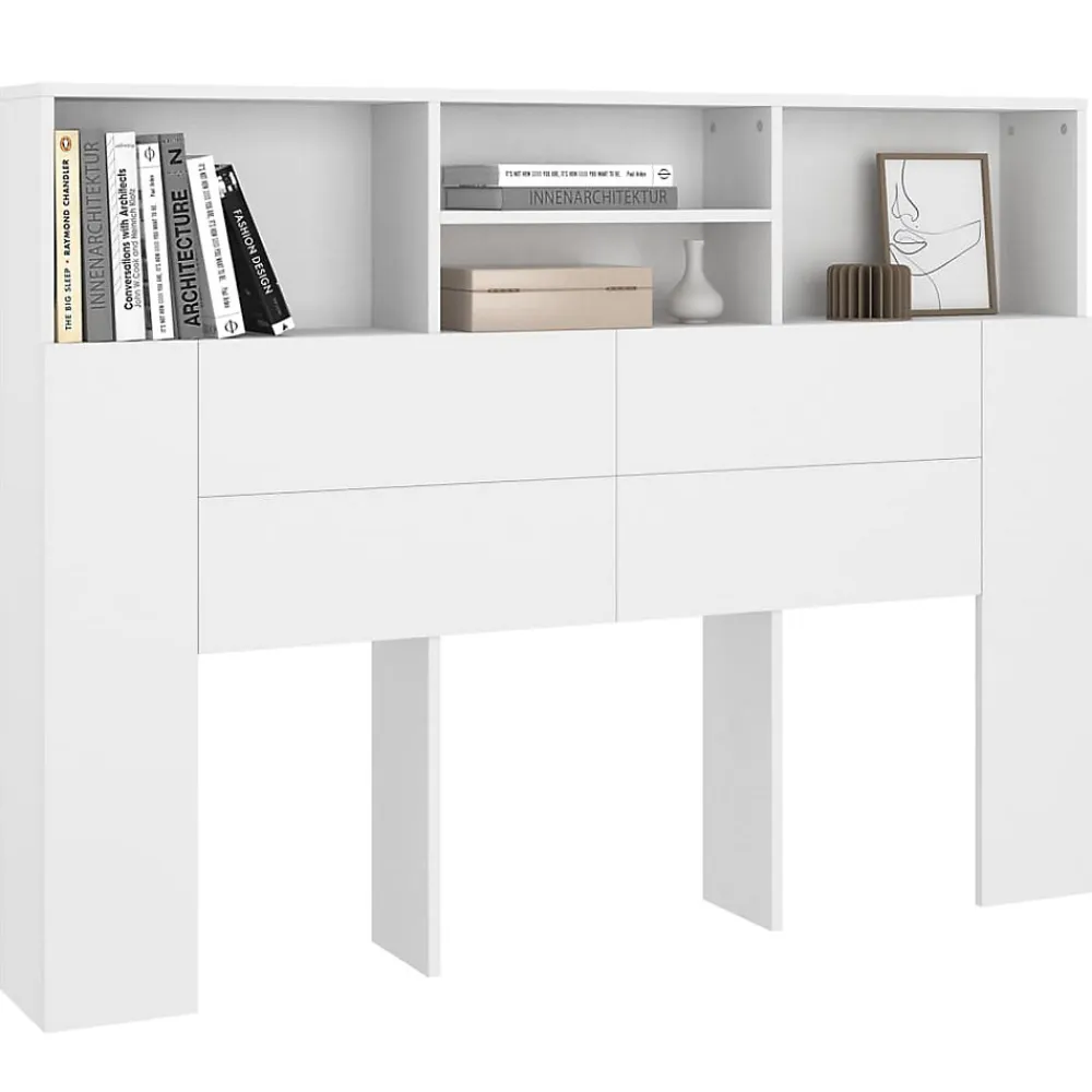 Armoire de tête de lit Blanc 140x19x103,5 cm 811862>Vidaxl Hot