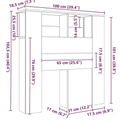 Vidaxl Armoire de tête de lit Chêne marron 100x18,5x104,5 cm 817266.* Tête De Lit