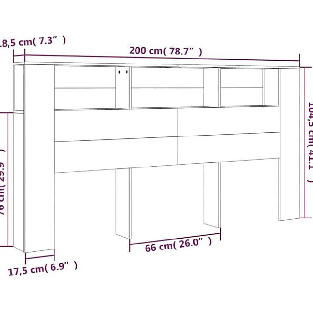 Armoire de tête de lit Blanc 200x18,5x104,5 cm 811952>Vidaxl Online