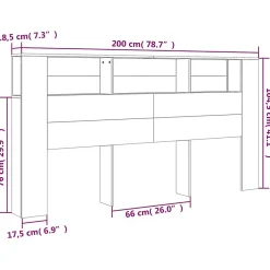 Armoire de tête de lit Blanc 200x18,5x104,5 cm 811952><noscript><img width=