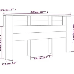Armoire de tête de lit Noir 200x18,5x104,5 cm 811953><noscript><img width=