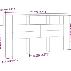 Armoire de tête de lit Noir 200x18,5x104,5 cm 811953><noscript><img width=