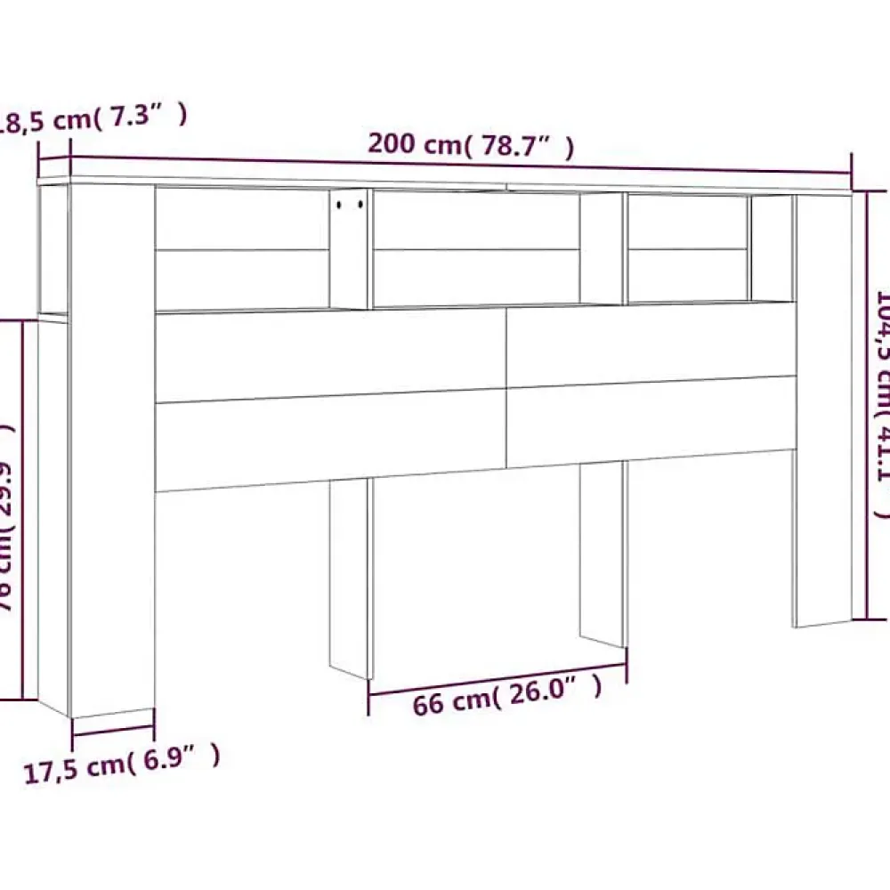 Vidaxl Armoire de tête de lit Gris béton 200x18,5x104,5 cm 811956* Tête De Lit