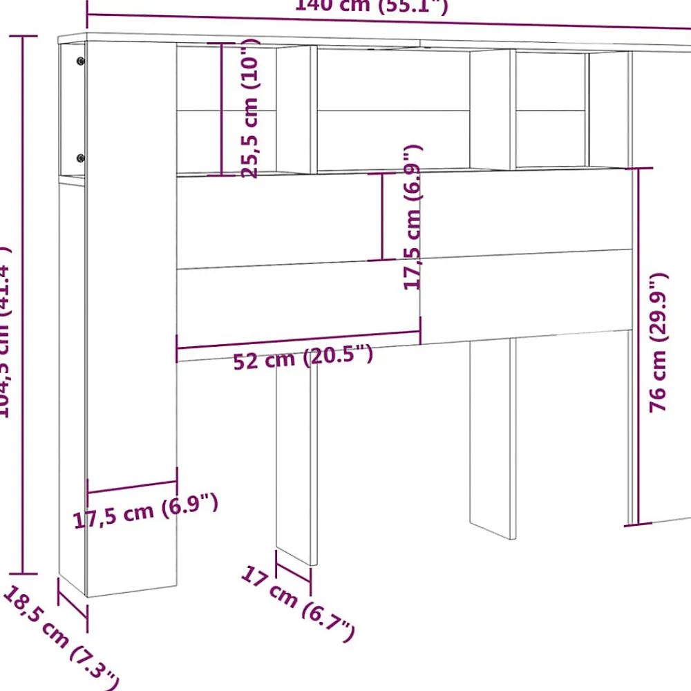 Armoire de tête de lit Blanc 140x18,5x104,5 cm 811925>Vidaxl Online