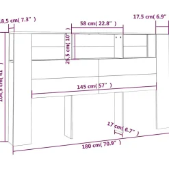 Armoire de tête de lit Chêne fumé 180x18,5x104,5 cm 817276><noscript><img width=