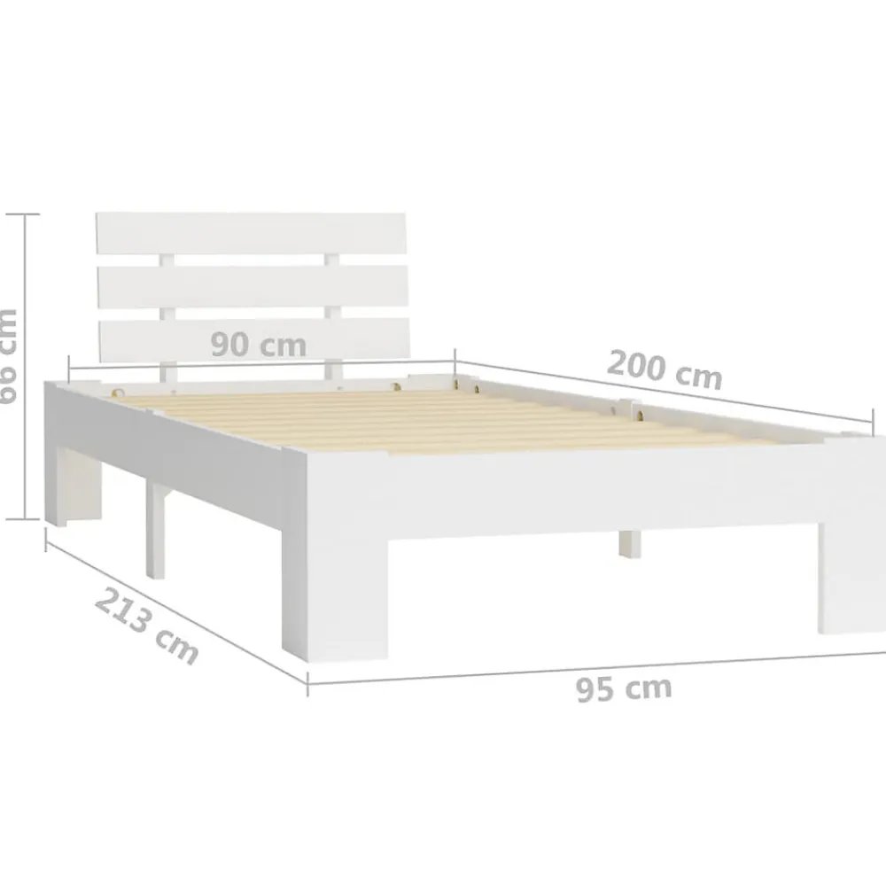 Cadre de lit Blanc Bois de pin massif 90 x 200 cm>Vidaxl New
