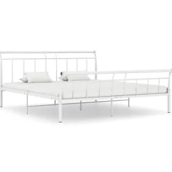 Vidaxl Cadre de lit Blanc Métal, 160x200 cm* Sommier