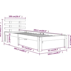 Cadre de lit Bois massif 100x200 cm 814744><noscript><img width=