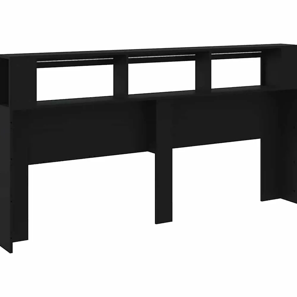 Vidaxl Tête de Lit à LED, Accessoire de Lit, Tête de Cadre de Lit, Meuble de Chambre à Coucher, Noir 200x18,5x103,5 cm Bois 837366* Tête De Lit