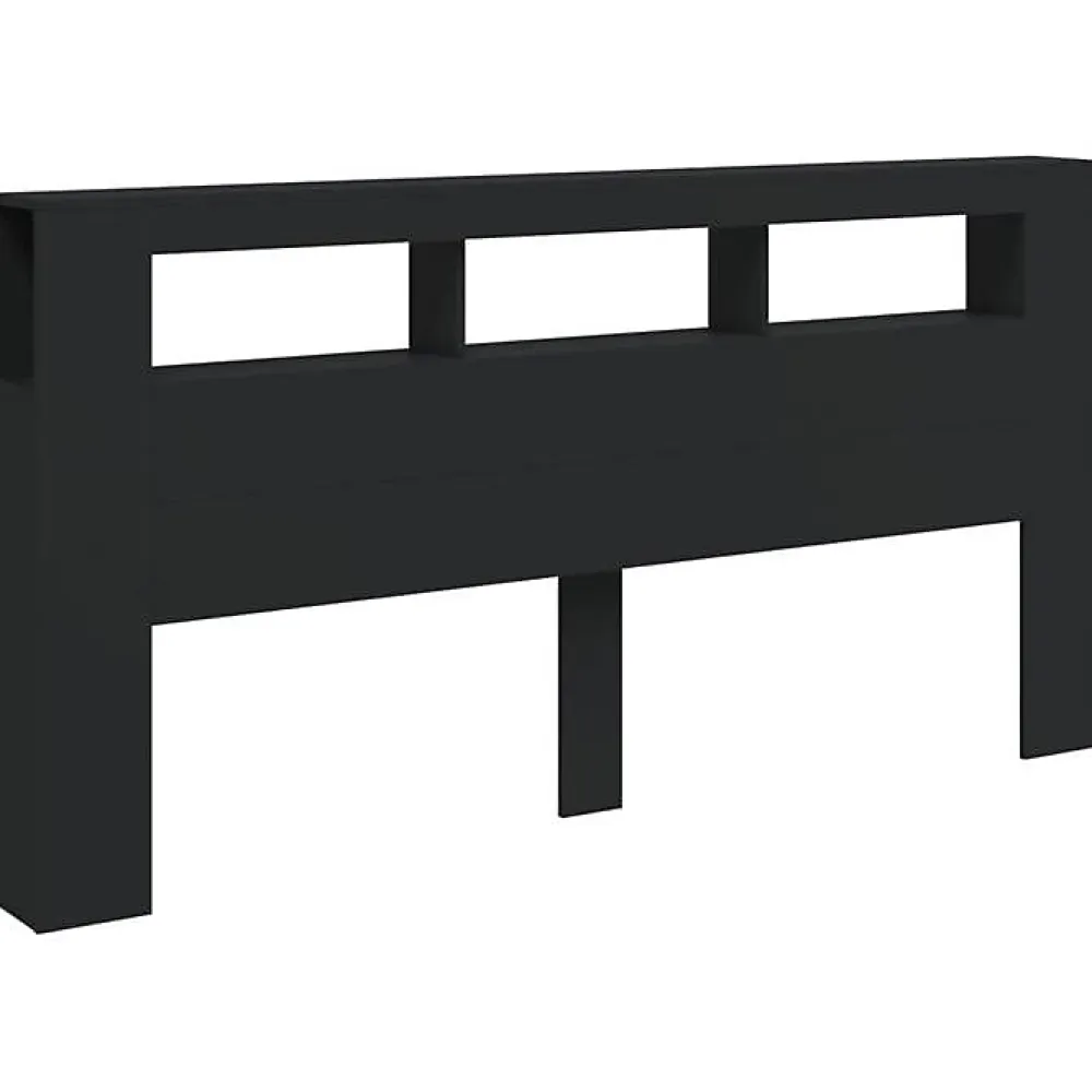 Vidaxl Tête de Lit à LED, Accessoire de Lit, Tête de Cadre de Lit, Meuble de Chambre à Coucher, Noir 200x18,5x103,5 cm Bois 837366* Tête De Lit