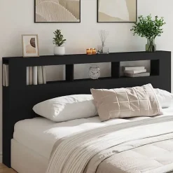 Vidaxl Tête de Lit à LED, Accessoire de Lit, Tête de Cadre de Lit, Meuble de Chambre à Coucher, Noir 200x18,5x103,5 cm Bois 837366* Tête De Lit