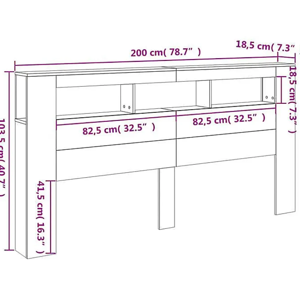 Vidaxl Tête de Lit à LED, Accessoire de Lit, Tête de Cadre de Lit, Meuble de Chambre à Coucher, Noir 200x18,5x103,5 cm Bois 837366* Tête De Lit