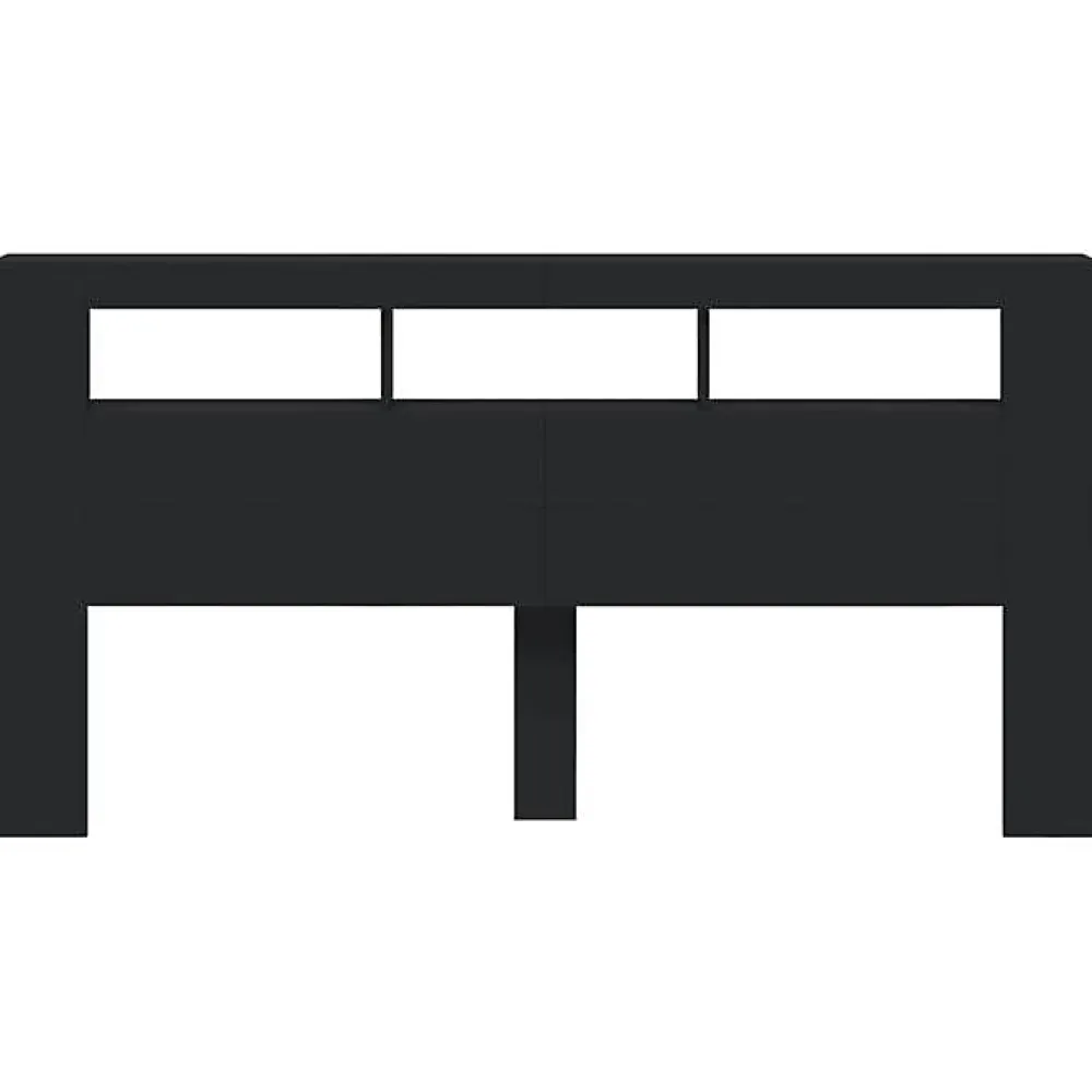 Vidaxl Tête de Lit à LED, Accessoire de Lit, Tête de Cadre de Lit, Meuble de Chambre à Coucher, Noir 200x18,5x103,5 cm Bois 837366* Tête De Lit