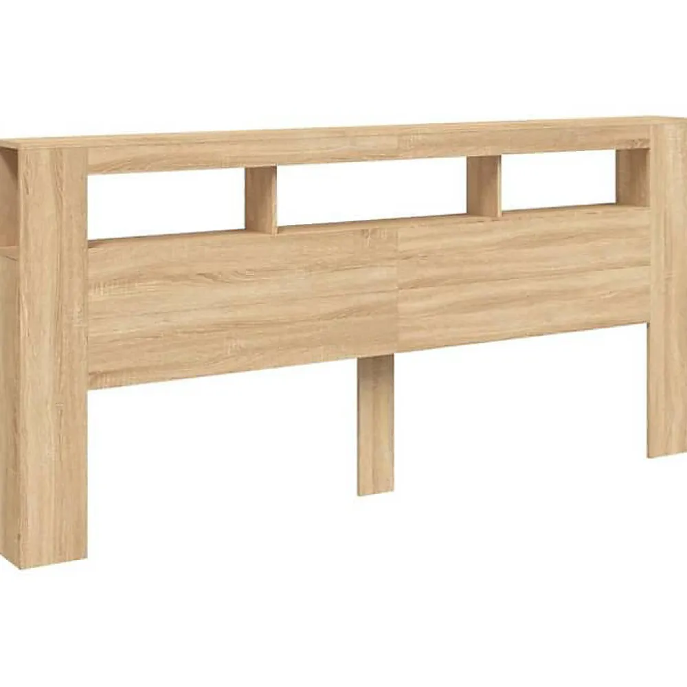 Tête de Lit à LED, Panneau avec Rangement, Accessoire de Lit, Tête de Cadre de Lit Chambre, Chêne Sonoma 837374>Vidaxl Hot