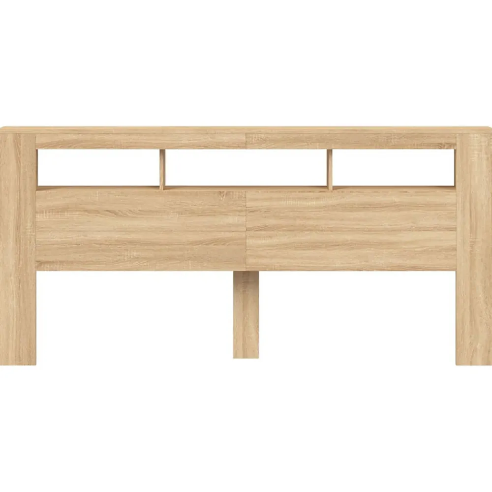 Tête de Lit à LED, Panneau avec Rangement, Accessoire de Lit, Tête de Cadre de Lit Chambre, Chêne Sonoma 837374>Vidaxl Hot