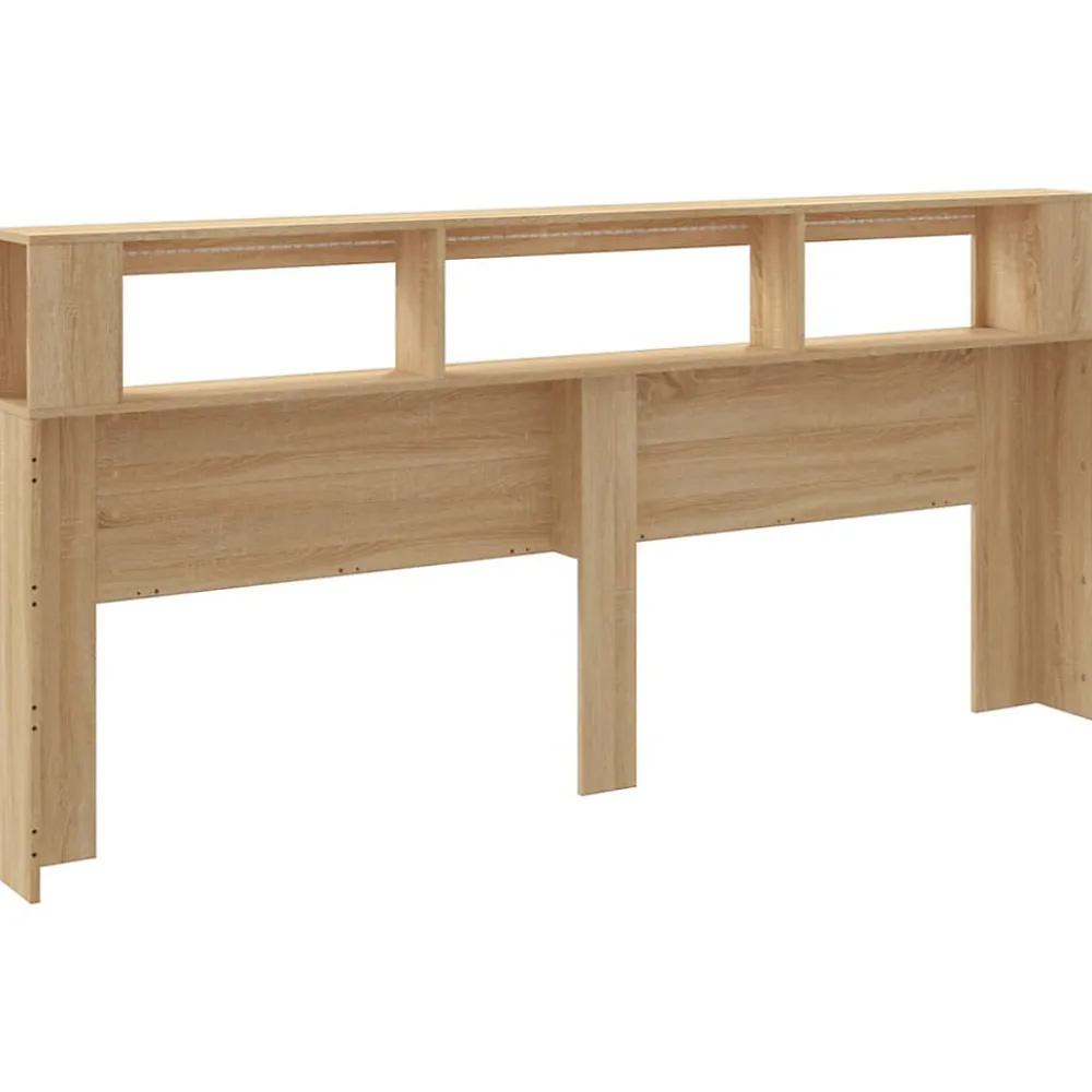 Tête de Lit à LED, Panneau avec Rangement, Accessoire de Lit, Tête de Cadre de Lit Chambre, Chêne Sonoma 837374>Vidaxl Hot