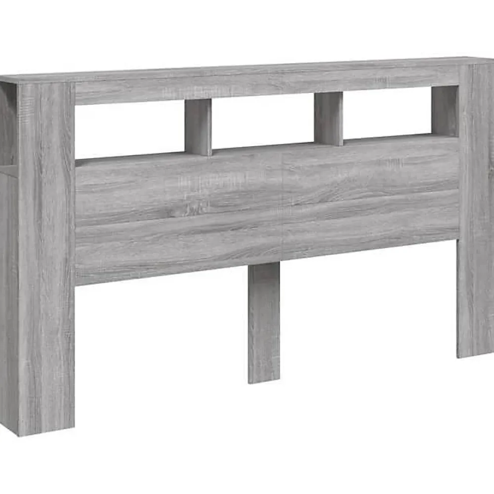 Tête de Lit à LED, Panneau avec Rangement, Accessoire de Lit, Tête de Cadre de Lit Chambre, Sonoma Gris 837363>Vidaxl Sale