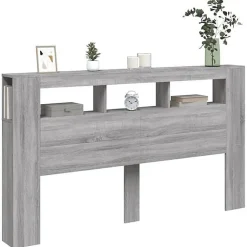 Tête de Lit à LED, Panneau avec Rangement, Accessoire de Lit, Tête de Cadre de Lit Chambre, Sonoma Gris 837363><noscript><img width=