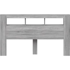 Tête de Lit à LED, Panneau avec Rangement, Accessoire de Lit, Tête de Cadre de Lit Chambre, Sonoma Gris 837363><noscript><img width=