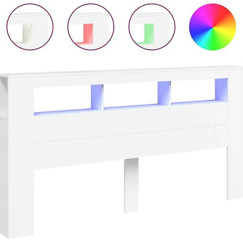 Tête de Lit à LED, Panneau de Lit avec Rangement, Accessoire de Cadre de Lit, Meuble de Chambre à Coucher Maison, 837365>Vidaxl Discount