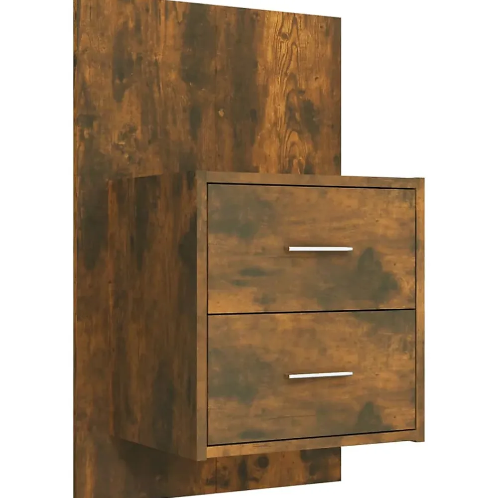 Vidaxl Tête de lit avec armoires Chêne fumé Bois d'ingénierie 3115761* Tête De Lit