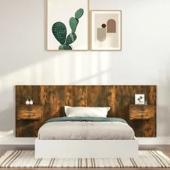 Tête de lit avec armoires Chêne fumé Bois d'ingénierie 3115681>Vidaxl New
