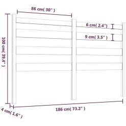 Tête de lit Gris 186x4x100 cm Bois massif de pin 818437><noscript><img width=