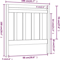 Tête de lit Gris 106x4x100 cm Bois massif de pin 817777><noscript><img width=