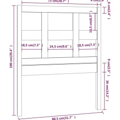 Tête de lit Gris 80,5x4x100 cm Bois massif de pin 818897><noscript><img width=