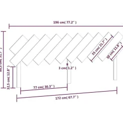 Tête de lit Marron miel 196x3x80,5 cm Bois massif de pin 819243><noscript><img width=
