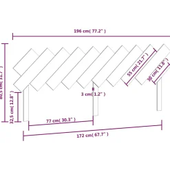 Tête de lit Marron miel 196x3x80,5 cm Bois massif de pin 819243><noscript><img width=