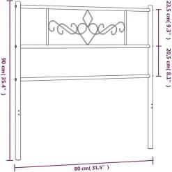 Tête de lit métal noir 75 cm 355293><noscript><img width=