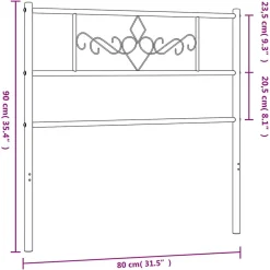 Tête de lit métal noir 75 cm 355293><noscript><img width=