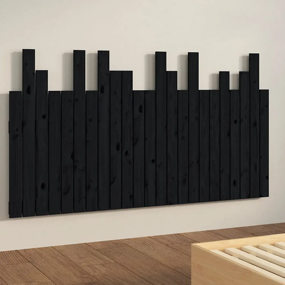 Tête de lit murale Noir 146,5x3x80 cm Bois massif de pin 824797>Vidaxl Sale