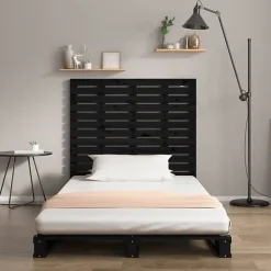 Tête de lit murale Noir 126x3x91,5 cm Bois massif de pin 824682><noscript><img width=
