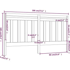 Tête de lit Noir 186x4x100 cm Bois massif de pin 817809><noscript><img width=