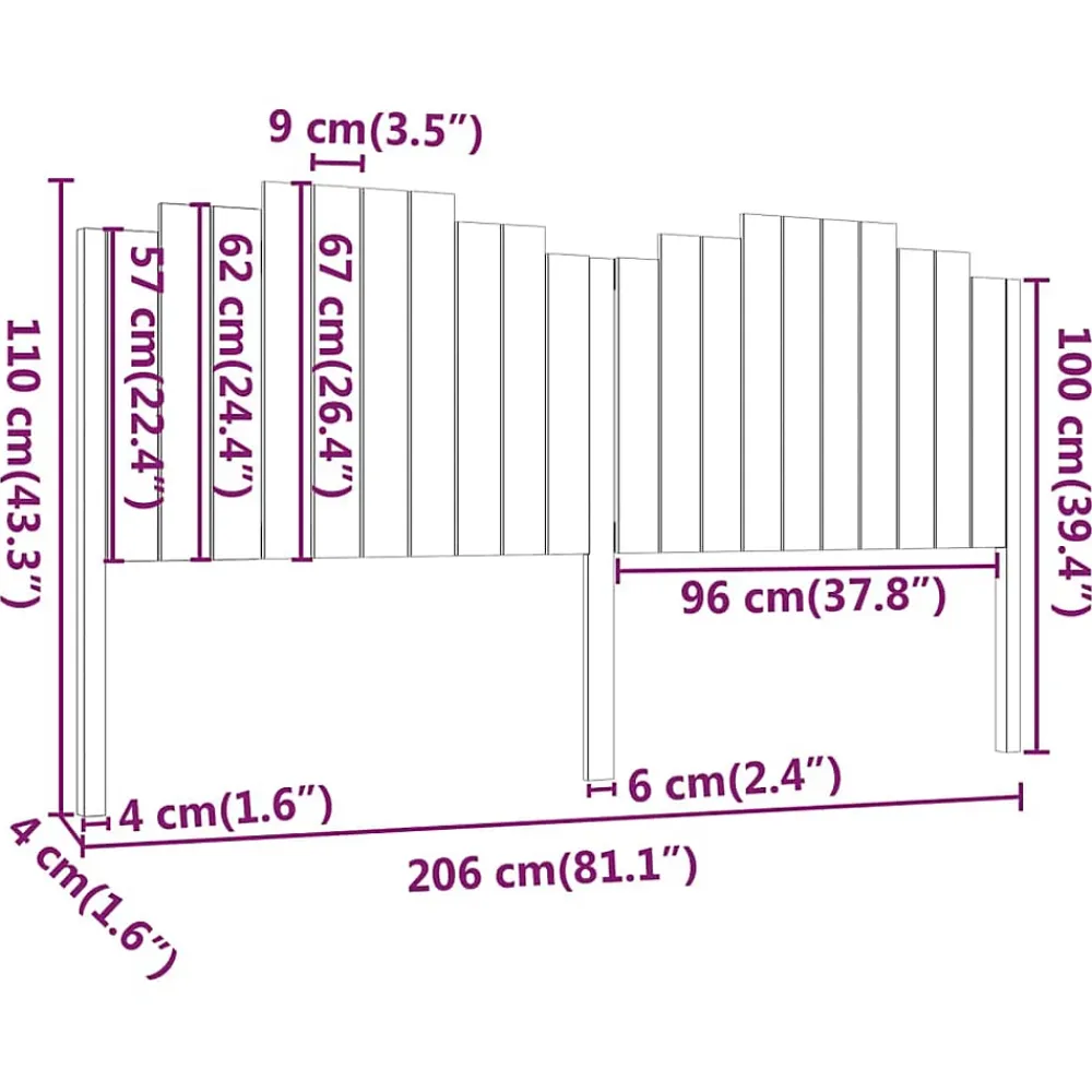 Vidaxl Tête de lit Noir 206x4x110 cm Bois massif de pin 818494* Tête De Lit