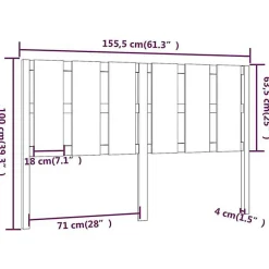 Tête de lit Noir 155,5x4x100 cm Bois massif de pin 817999><noscript><img width=