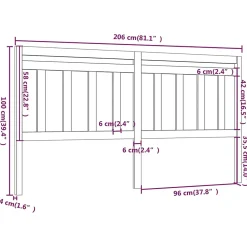 Vidaxl Tête de lit Noir 206x4x100 cm Bois massif de pin 814118* Tête De Lit