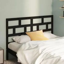 Tête de lit Noir 156x4x100 cm Bois massif de pin><noscript><img width=