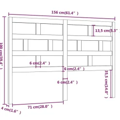 Tête de lit Noir 156x4x100 cm Bois massif de pin><noscript><img width=