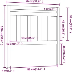 Tête de lit Noir 96x4x100 cm Bois massif de pin><noscript><img width=