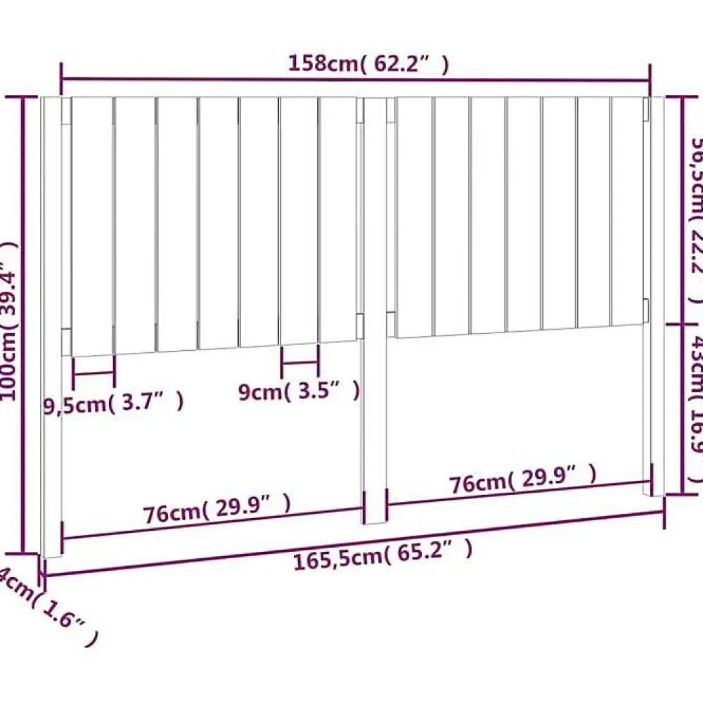 Vidaxl Tête de lit 165,5x4x100 cm Bois massif de pin 818880* Tête De Lit