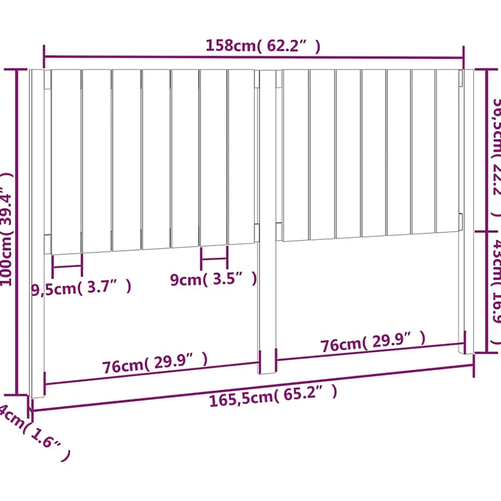 Vidaxl Tête de lit 165,5x4x100 cm Bois massif de pin 818880* Tête De Lit