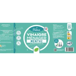 Vinaigre de nettoyage surpuissant 9,5° parfum menthe 1L>Phebus