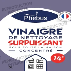 Phebus Vinaigre ménager surpuissant 14° 5L* Vinaigre Ménager