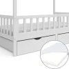 Vitalispa® Vitalispa Lit cabane Blanc 80x160 cm avec 2 tiroirs et matelas*Enfant Lit Enfant